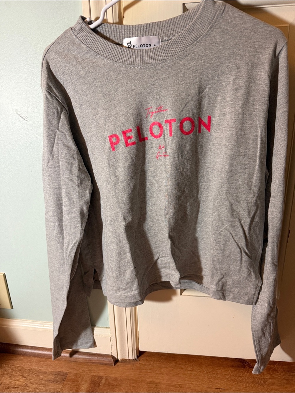 Peloton Gray Long Sleeved Shirt  with Red Logo